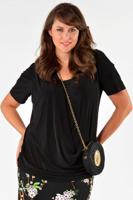 Yoek Shirt a-symmetric drape neck | Zwart | Maat Plus
