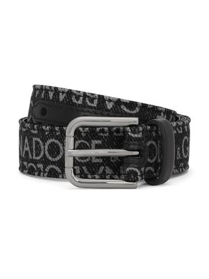 Dolce & Gabbana Kids ceinture en cuir à logo imprimé - Noir
