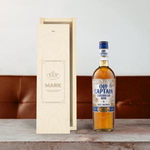 Rum in gegraveerde kist - Old Captain (bruin)