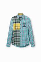 Shirt met geruite patch - GREEN - M - thumbnail