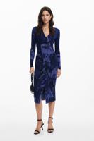 Bloemen midi-jurk - BLUE - M - thumbnail