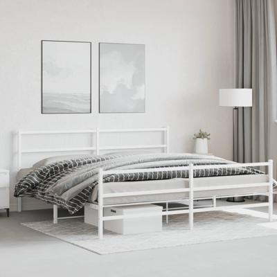 Bedframe met hoofd- en voeteneindemetaal wit 193x203 cm
