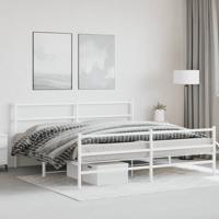 Bedframe met hoofd- en voeteneindemetaal wit 193x203 cm
