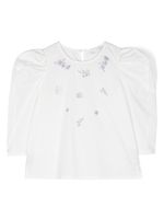 Monnalisa blouse à ornements en cristal - Blanc