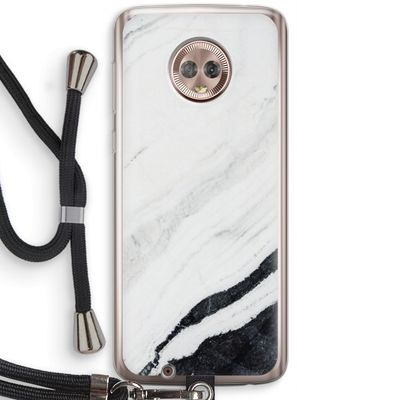 Elegante marmer: Motorola Moto G6 Transparant Hoesje met koord