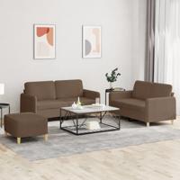 4-delige Loungeset met kussens stof bruin