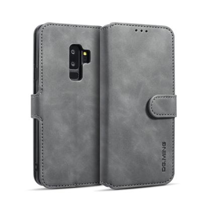 Dg. MING retro olie kant horizontale flip case met houder & kaartsleuven & portemonnee voor Galaxy S9 PLUS (grijs)