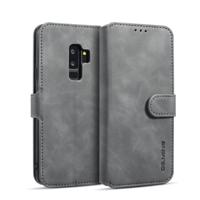 Dg. MING retro olie kant horizontale flip case met houder & kaartsleuven & portemonnee voor Galaxy S9 PLUS (grijs)