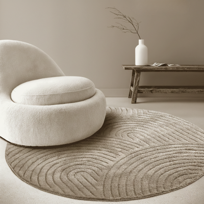 Vloerkleed Panglao Rond - Taupe Xcm - Polypropyleen - Dekbed-Discounter.nl Vloerkleed Panglao Rond - Taupe Xcm - Polypropyleen - Dekbed-Discounter.nl