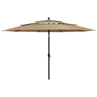VidaXL Parasol 3-laags met aluminium paal 3,5 m taupe