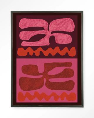 Urban Cotton Wandkleed 'Groovy Pink' 110 x 145cm in Floating Frame - black