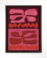 Urban Cotton Wandkleed 'Groovy Pink' 110 x 145cm in Floating Frame - black