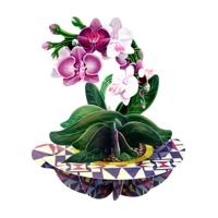 Wenskaart 3D Orchid