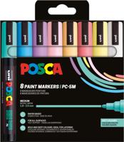 Uni POSCA paintmarker PC-5M, 1,8 - 2,5 mm, etui van 8 stuks in zachte kleuren