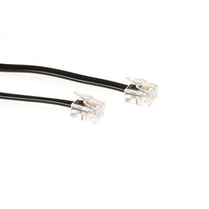ACT TD5505 Platte Telefoonkabel | RJ11 connectoren | Zwart | 5 meter