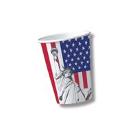 20x stuks USA/Amerika flag thema feest drinkbekers - 200 ml - karton - feestartikelen