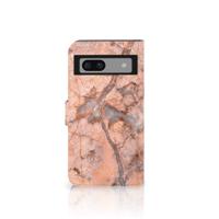 Google Pixel 8A Bookcase Marmer Oranje