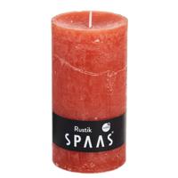 Spaas rustieke cilinderkaars/stompkaars - 1x - oranje - 7 x 13 cm - 60 branduren