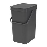 Brabantia Sort & Go Afvalemmer / Opberger 12 L - Donkergrijs