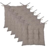 Stof Textile stoelkussen Dandy - 6x - beige - 38 x 38 x 5 cm - touwtjes sluiting - ribcord Stof Textile stoelkussen Dandy - 6x - beige - 38 x 38 x 5 cm - touwtjes sluiting - ribcord