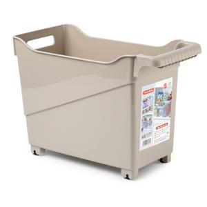 Opslag/opberg trolley container - beige - op wieltjes - L38 x B18 x H26 cm - kunststof