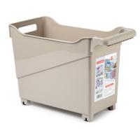 Opslag/opberg trolley container - beige - op wieltjes - L38 x B18 x H26 cm - kunststof