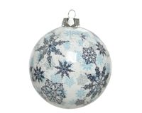 Kerstbal foam d8cm wit/blauw - KSD