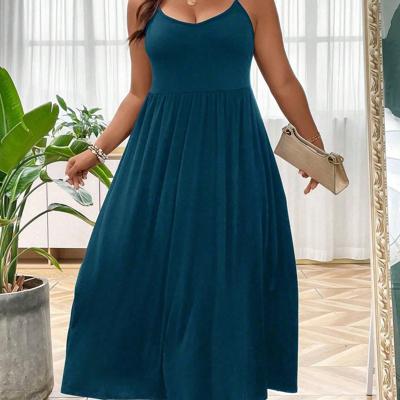 Bon&Bon Plus Size Black Maxi Dress - Backless A-Line Cami Outfit Teal Blue / 2XL