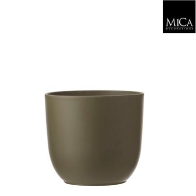 Tusca pot rond groen h16xd17 cm I - Mica decorations