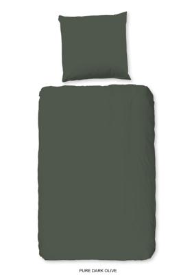 Pure Dekbedovertrek "uni dessin" - Groen - (155x220 cm) - Microfiber