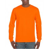 Heren t-shirt lange mouw fluor oranje 2XL  - - thumbnail