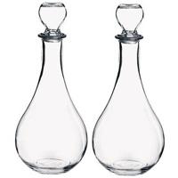 Wijn/water karaf - 2x - transparant - 1,2 liter - glas - waterkaraf - schenkfles met stop Wijn/water karaf - 2x - transparant - 1,2 liter - glas - waterkaraf - schenkfles met stop