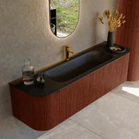 Badmeubel Mondiaz Kurve | 160 cm cm | Meubelkleur Ruby | Wastafelkleur Urban | Solid surface | Wasbak midden spoelbak | 1 kraangat