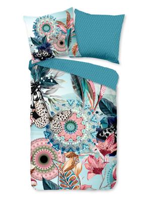 HIP Dekbedovertrek "mandala&apos;s en bloemen" - Aqua - (200x200 cm) - Katoen Satijn