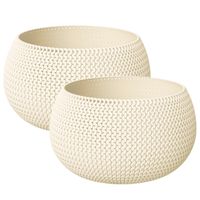 Set van 2x stuks plantenpotten/bloempotten kunststof dia 37 cm en hoogte 22 cm creme wit - thumbnail