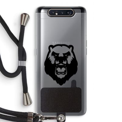 Angry Bear (black): Samsung Galaxy A80 Transparant Hoesje met koord