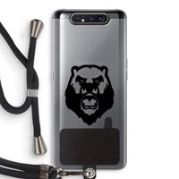 Angry Bear (black): Samsung Galaxy A80 Transparant Hoesje met koord Angry Bear (black): Samsung Galaxy A80 Transparant Hoesje met koord