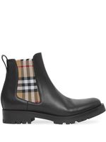 Burberry bottines chelsea à empiècement à carreaux - Noir