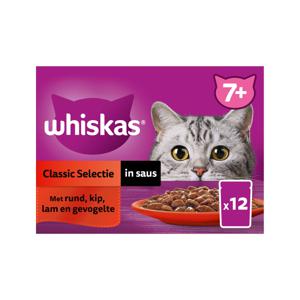 Whiskas 7+ Classic Selectie in saus - Maaltijdzakjes - 12 x 85 g