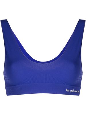 Les Girls Les Boys haut crop sans manches à col arrondi - Bleu
