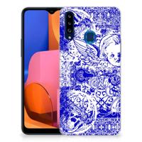 Silicone Back Case Samsung Galaxy A20s Angel Skull Blauw