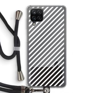 Strepen zwart-wit: Samsung Galaxy A12 Transparant Hoesje met koord