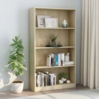 Boekenkast met 4 schappen 80x24x142 cm spaanplaat sonoma eiken