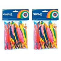 Gekleurde knutsel veertjes - set 200x - Hobby/decoratie sierveren - Knutselen - formaat 14 cm