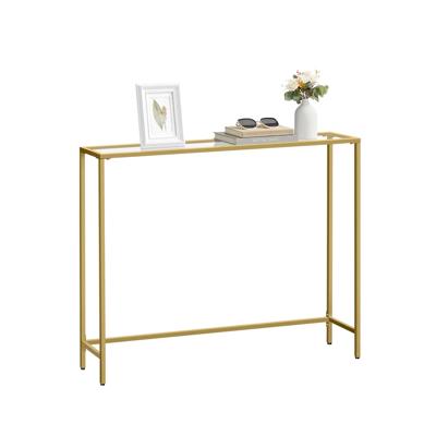 Bijzettafel van gehard glas, Licht goud + transparant / 20 x 100 x 80 cm