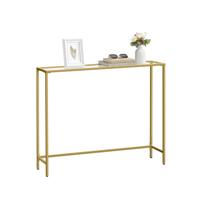 Bijzettafel van gehard glas, Licht goud + transparant / 20 x 100 x 80 cm