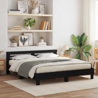 Bedframe met hoofdeinde Zwart eiken 200 x 200 cm Bewerkt hout
