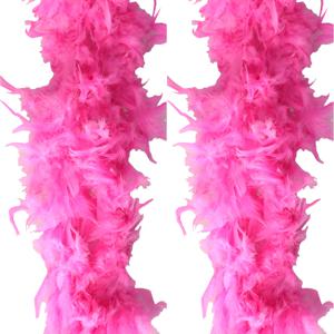 Carnaval verkleed veren Boa - 2 stuks- fuchsia roze - 180 cm