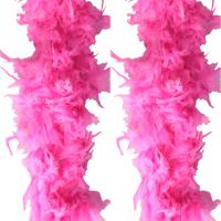 Carnaval verkleed veren Boa - 2 stuks- fuchsia roze - 180 cm - thumbnail