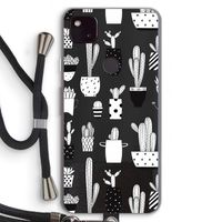 Cactusmotief: Pixel 4a 5G Transparant Hoesje met koord